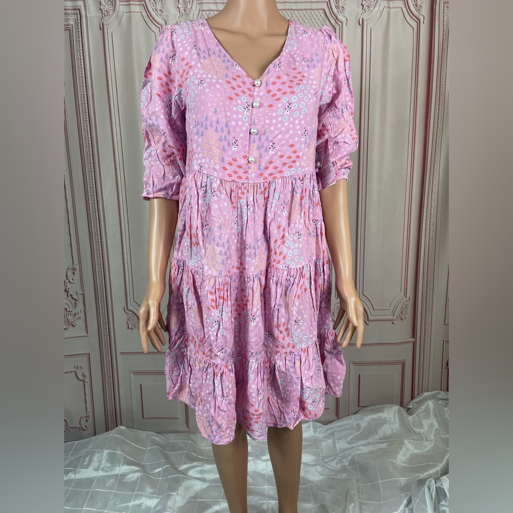 Disney Park Frozen Pink Dress For Adult Olaf Figured Size Small WDW NEW Ana Elsa